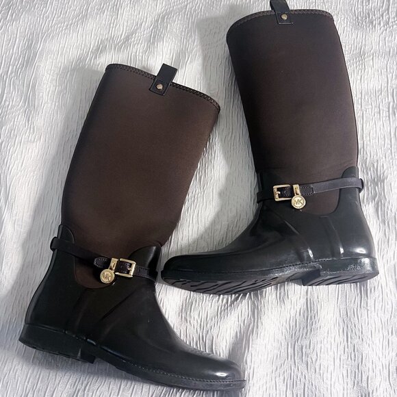 Michael Kors Brown Rain Boots for Fall & Winter - Picture 1 of 8